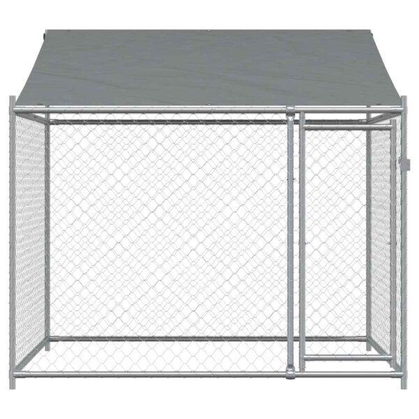 vidaXL Dog Cage with Roof and Door Grey 2x2x2 m Galvanised Steel - Image 4