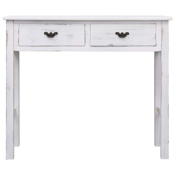 vidaXL Console Table Antique White 90x30x77 cm Wood - Image 4