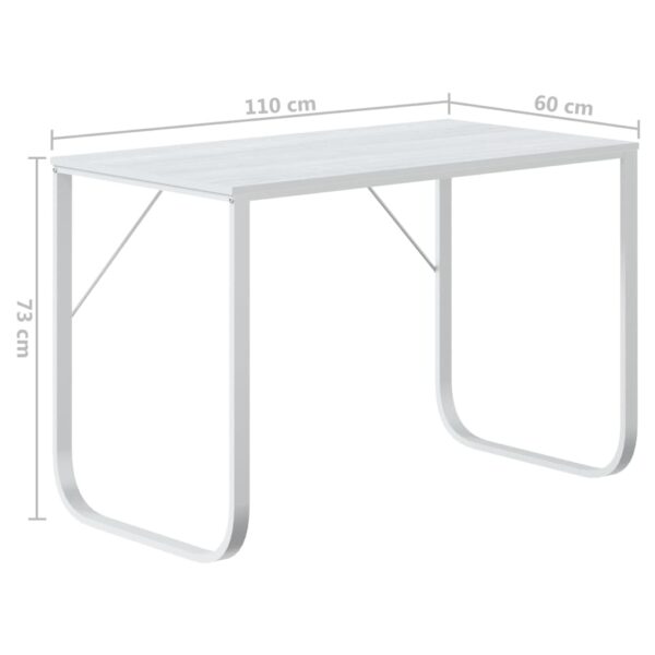vidaXL Computer Desk White 110x60x73 cm Engineered Wood - Image 6