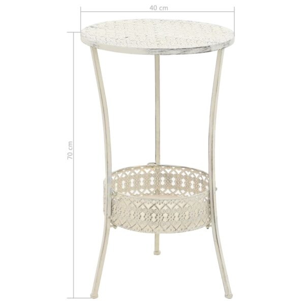 vidaXL Bistro Table Vintage Style Round Metal 40x70 cm White - Image 6