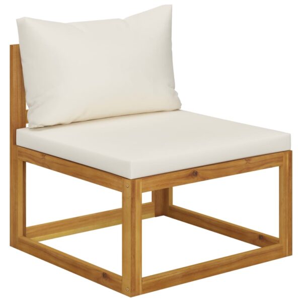vidaXL 3-Seater Garden Sofa with Cushion Cream Solid Acacia Wood - Image 8
