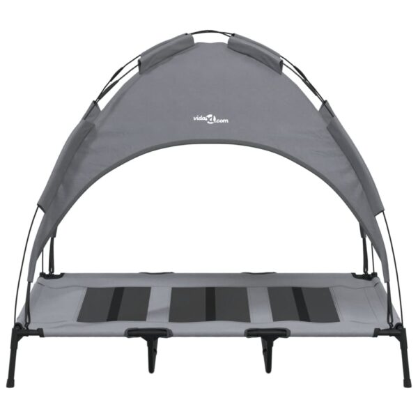 vidaXL Dog Bed with Canopy Anthracite Oxford Fabric and Steel - Image 4