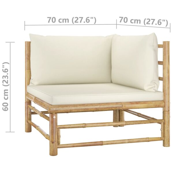 vidaXL 10 Piece Garden Lounge Set with Cream White Cushions Bamboo - Image 11