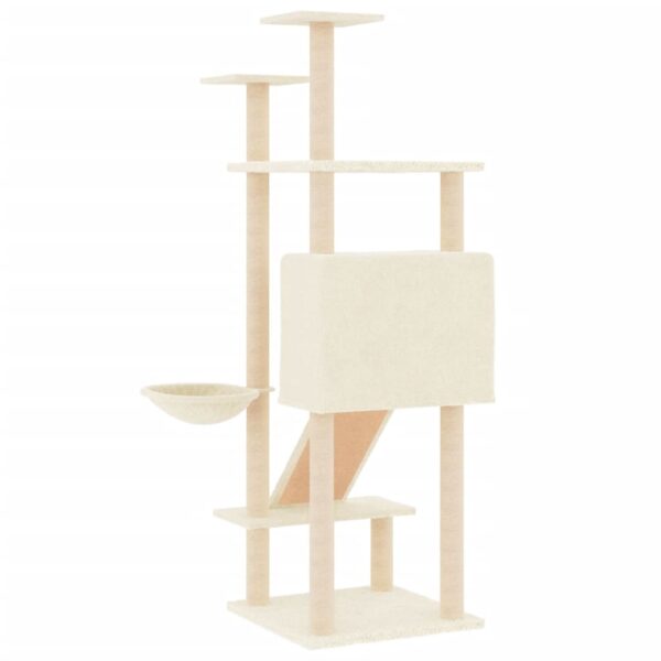 vidaXL Cat Tree with Sisal Scratching Posts Cream 153 cm - Image 5