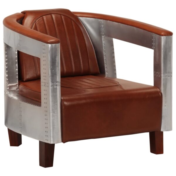 vidaXL Aviator Armchair Brown Real Leather - Image 1
