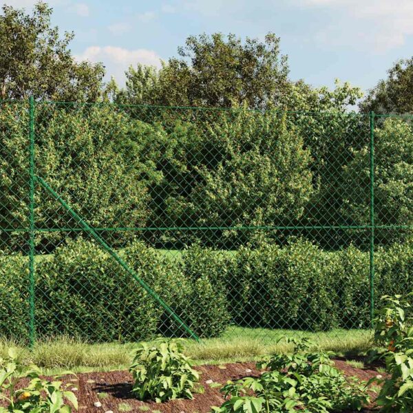 vidaXL Chain Link Fence with Flange Green 1.8x25 m - Image 1