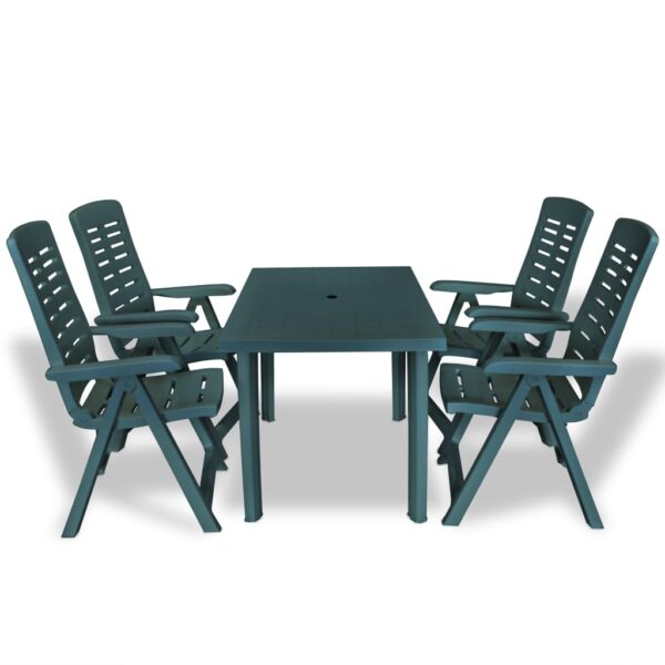 vidaXL 5 Piece Outdoor Dining Set Plastic Green - Image 1