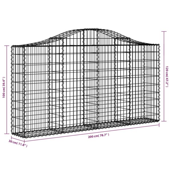 vidaXL Arched Gabion Basket 200x30x100/120 cm Galvanised Iron - Image 5