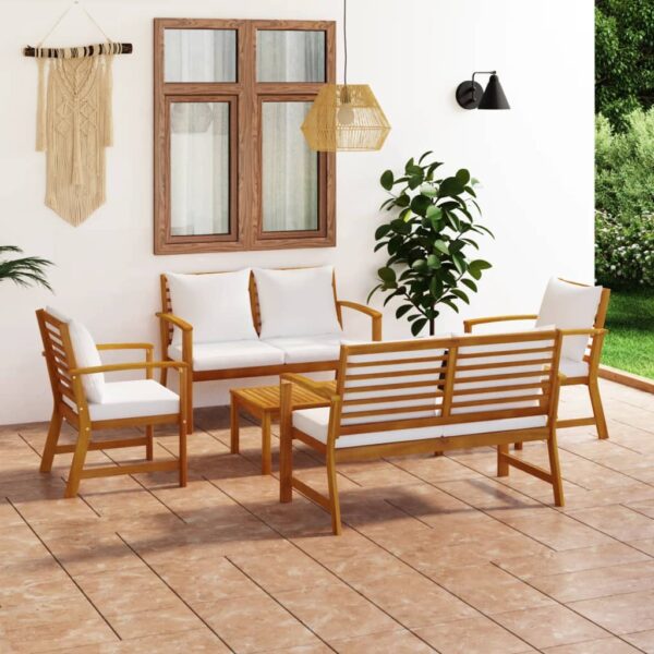 vidaXL 5 Piece Garden Lounge Set with Cushion Solid Acacia Wood - Image 1