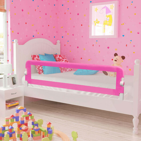 vidaXL Toddler Safety Bed Rail 2 pcs Pink 150x42 cm - Image 1