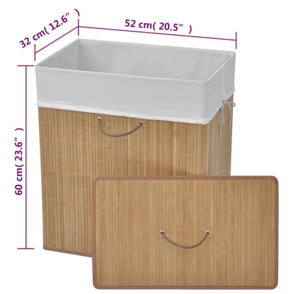 vidaXL Bamboo Laundry Bin Rectangular Natural - Image 8