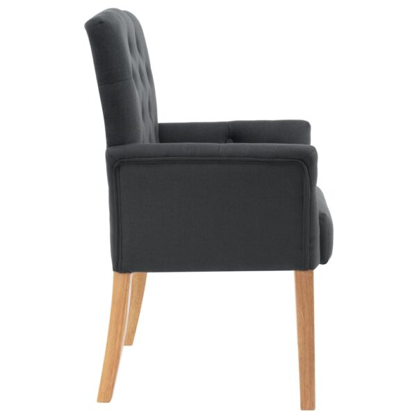 vidaXL Dining Chair with Armrests Grey Fabric - Image 4