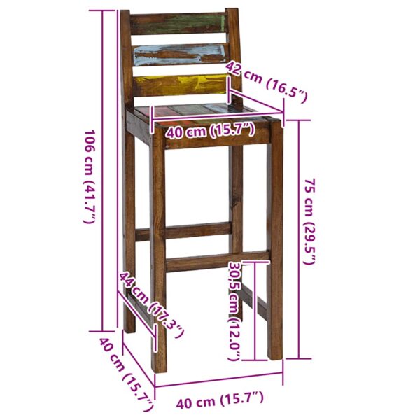 vidaXL Bar Stools 2 pcs Solid Reclaimed Wood - Image 8