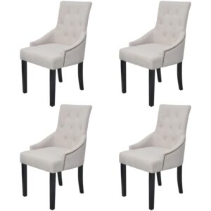 vidaXL Dining Chairs 4 pcs Cream Grey Fabric