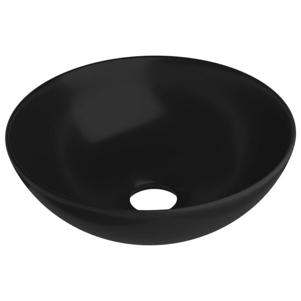 vidaXL Bathroom Sink Ceramic Matt Black Round - Image 2