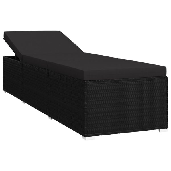 vidaXL 3 Piece Garden Sun Loungers with Tea Table Poly Rattan Black - Image 4