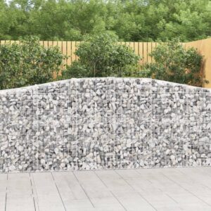 vidaXL Arched Gabion Basket 400x50x100/120 cm Galvanised Iron
