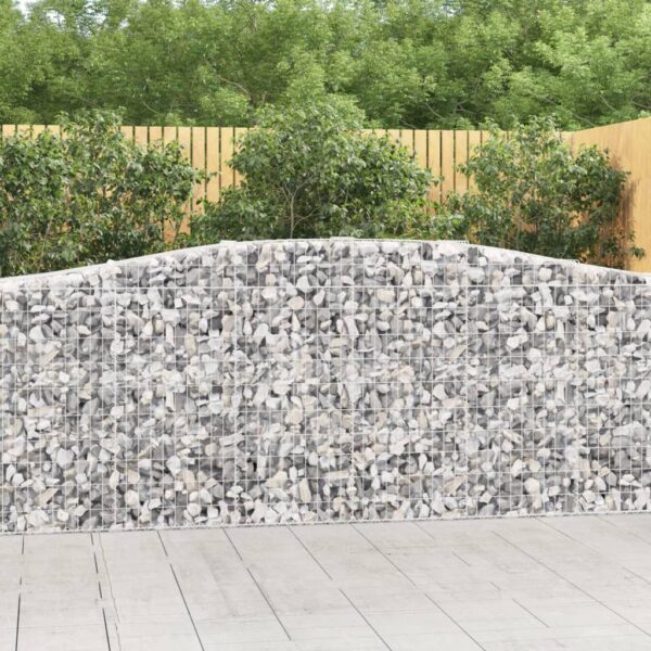 vidaXL Arched Gabion Basket 400x50x100/120 cm Galvanised Iron - Image 1