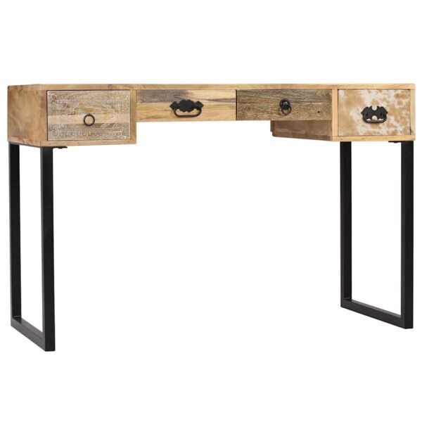 vidaXL Desk Solid Mango Wood and Real Leather 117x50x76 cm - Image 5