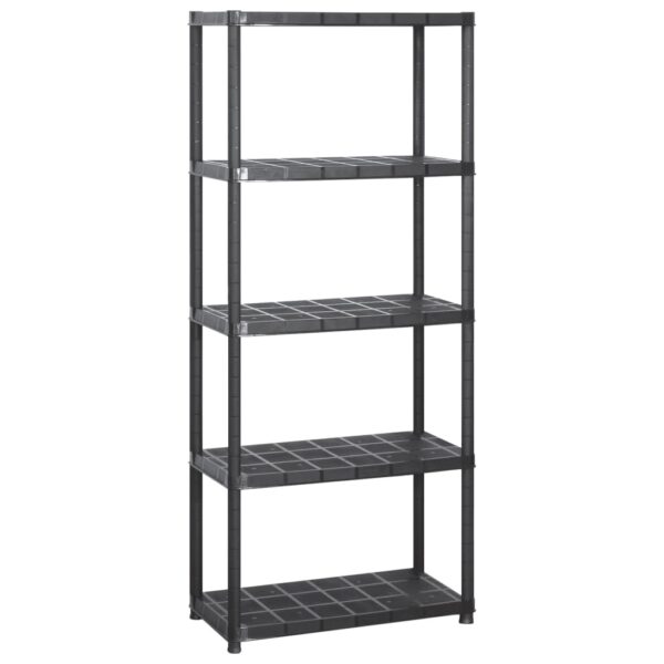 vidaXL Storage Shelf 5-Tier Black 142x38x170 cm Plastic - Image 2