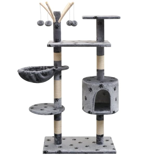 vidaXL Cat Tree with Sisal Scratching Posts 125 cm Paw Prints Grey - Image 1