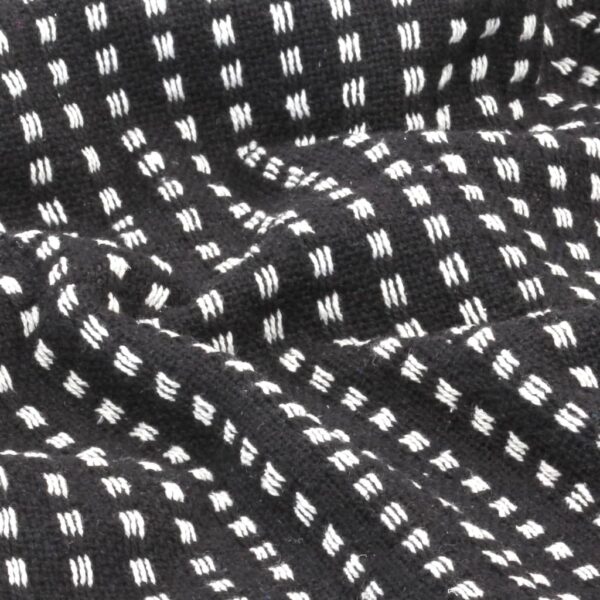 vidaXL Throw Cotton Squares 125x150 cm Black - Image 5