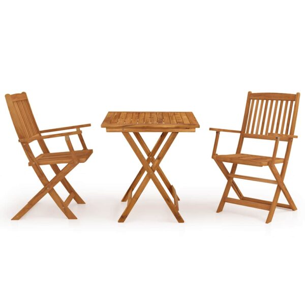 vidaXL 3 Piece Folding Garden Dining Set Solid Acacia Wood - Image 2