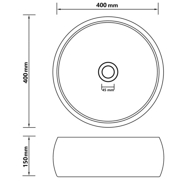 vidaXL Luxury Wash Basin Round Matt Black 40x15 cm Ceramic - Image 6