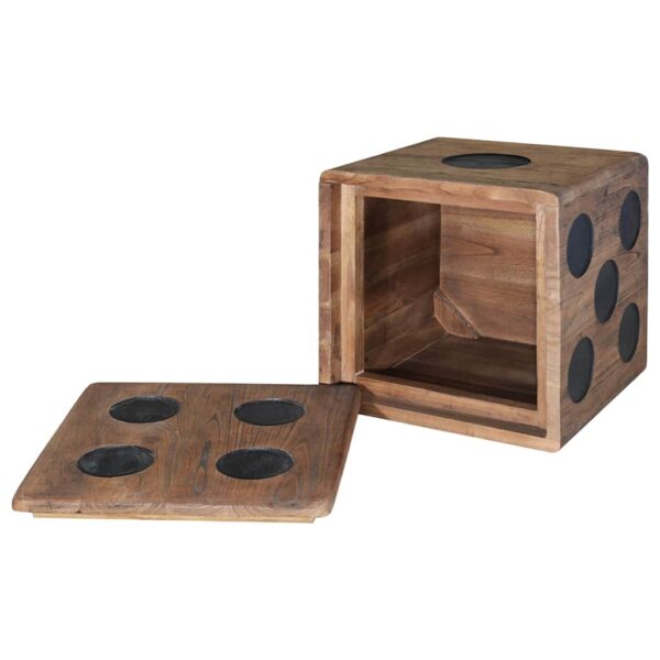 vidaXL Storage Box Mindi Wood 40x40x40 cm Dice Design - Image 3