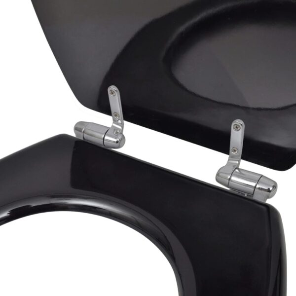 vidaXL Toilet Seats with Soft Close Lids 2 pcs MDF Black - Image 6