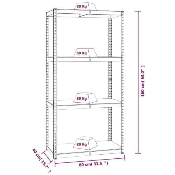 vidaXL 4-Layer Shelves 2 pcs Anthracite Steel and Engineered Wood - Image 10