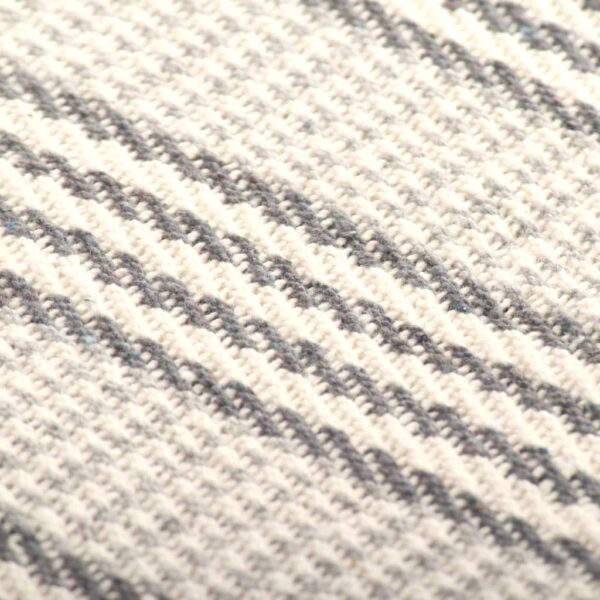 vidaXL Throw Cotton Stripes 220x250 cm Grey and White - Image 6