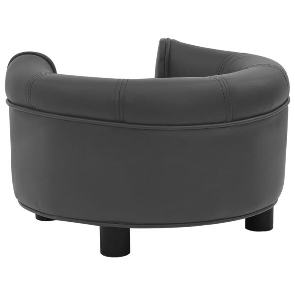 vidaXL Dog Sofa Dark Grey 48x48x32 cm Plush and Faux Leather - Image 4