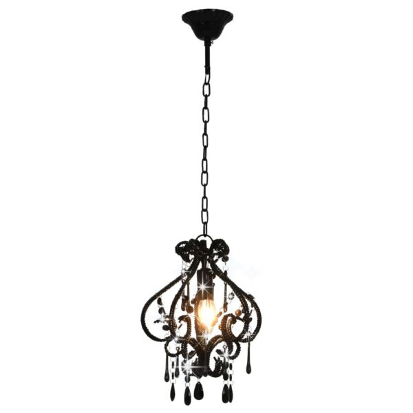 vidaXL Ceiling Lamp with Beads Black Round E14 - Image 3