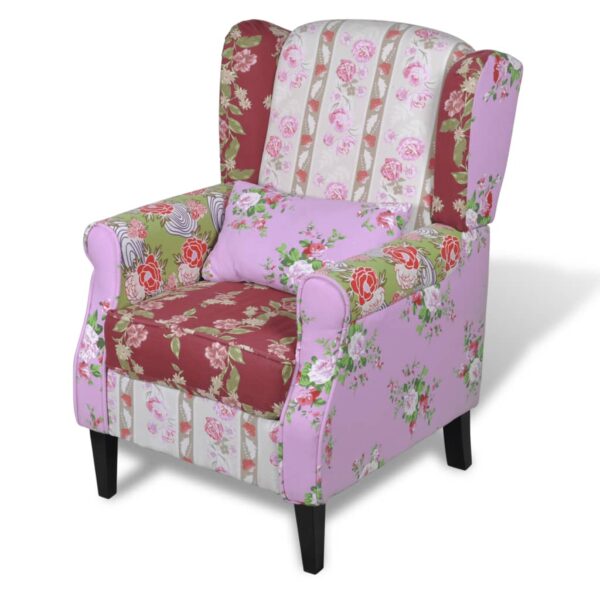 vidaXL Armchair with Patchwork Design Fabric - Image 2