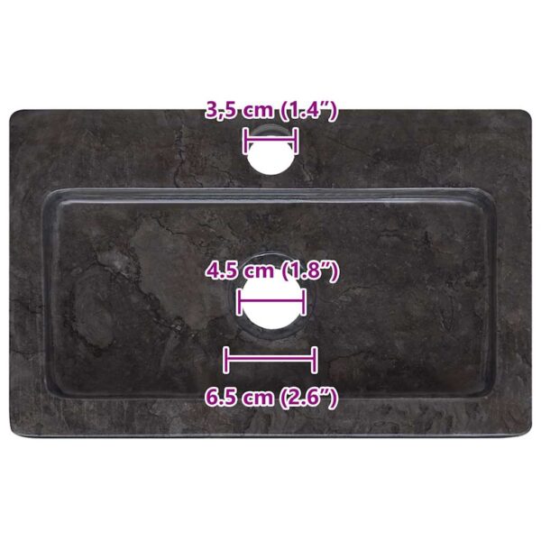 vidaXL Wall-mounted Sink Black 38x24x6.5 cm Marble - Image 12