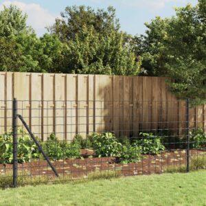 vidaXL Wire Mesh Fence with Flange Anthracite 1x25 m