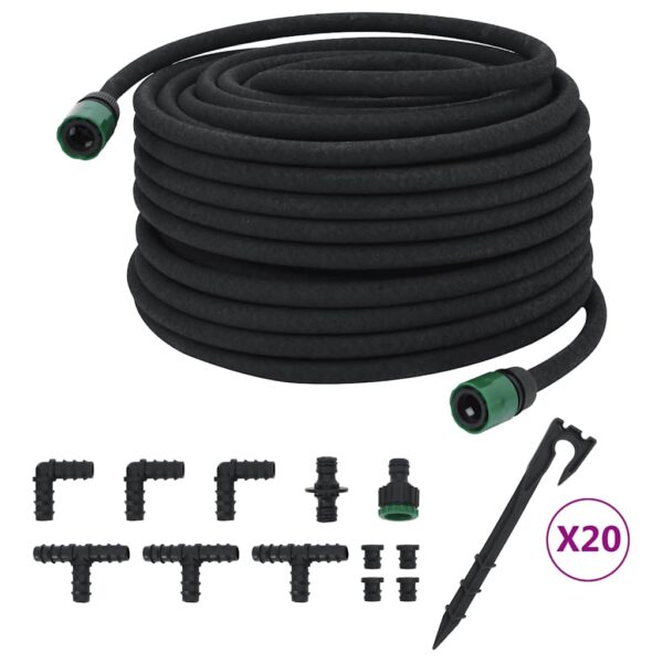 vidaXL Garden Soaker Hose Black 0.6" 50 m Rubber - Image 2
