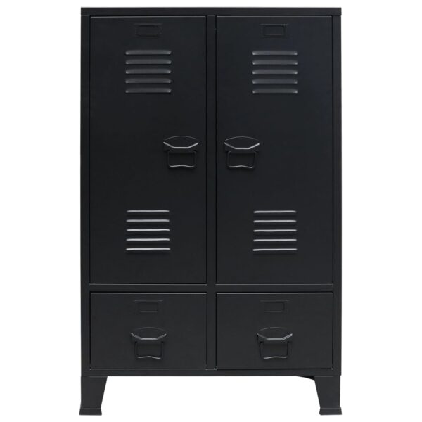 vidaXL Wardrobe Metal Industrial Style 67x35x107 cm Black - Image 2