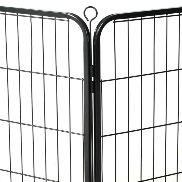 vidaXL Dog Playpen 8 Panels Steel 80x60 cm Black - Image 7