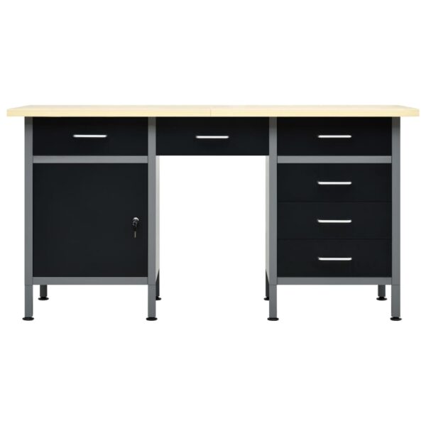 vidaXL Workbench Black 160x60x85 cm Steel - Image 4