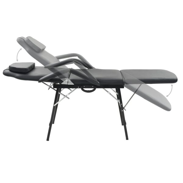 vidaXL Portable Facial Treatment Chair Faux Leather 185x78x76 cm Black - Image 3