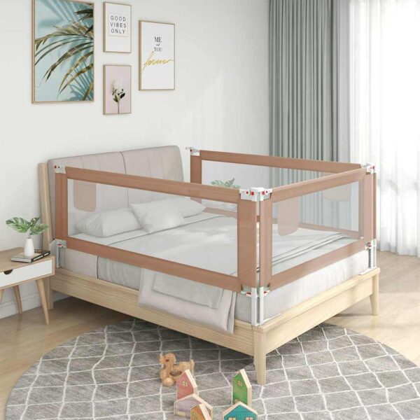 vidaXL Toddler Safety Bed Rail Taupe 200x25 cm Fabric - Image 1