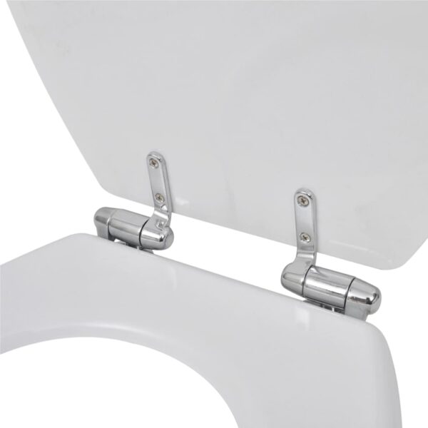 vidaXL Toilet Seats with Soft Close Lids 2 pcs MDF White - Image 6