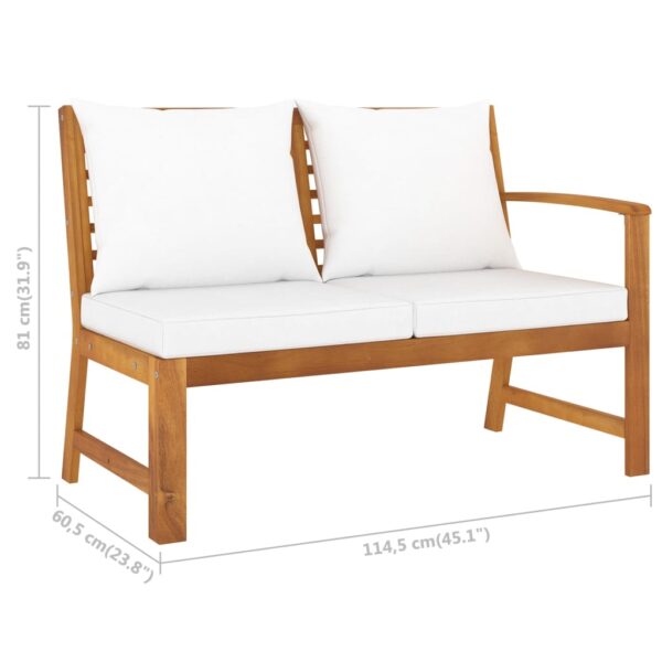 vidaXL 4 Piece Garden Lounge Set with Cushion Cream Solid Acacia Wood - Image 10