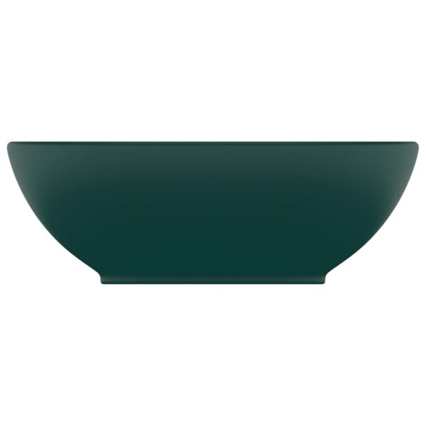 vidaXL Luxury Basin Oval-shaped Matt Dark Green 40x33 cm Ceramic - Image 3