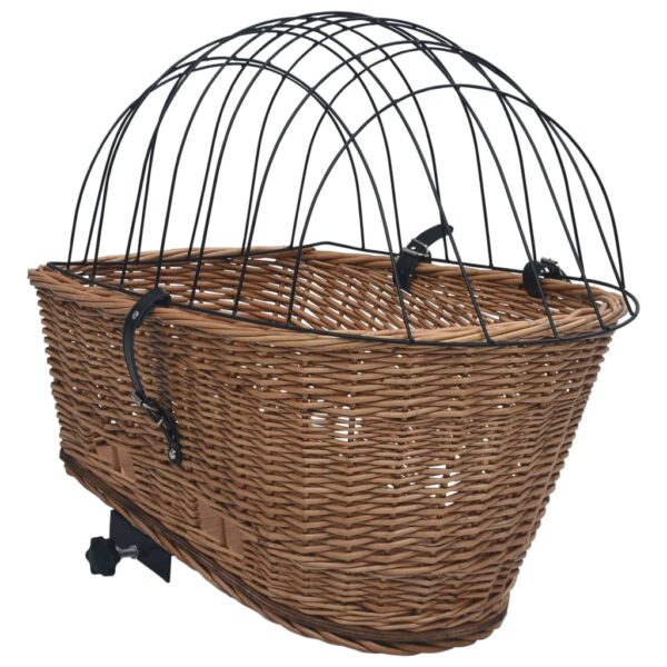 vidaXL Bike Rear Basket with Cover 55x31x36 cm Natural Willow - Image 6
