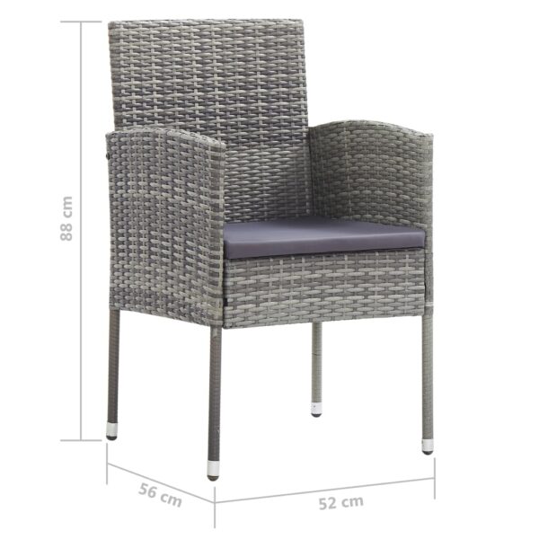 vidaXL 3 Piece Garden Dining Set Poly Rattan Anthracite - Image 8