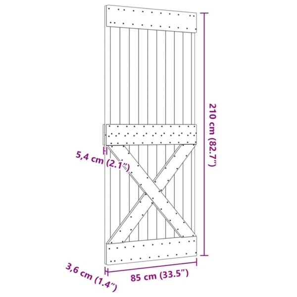 vidaXL Door NARVIK 85x210 cm Solid Wood Pine - Image 9