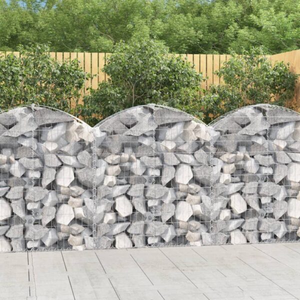 vidaXL Arched Gabion Basket 100x30x100/120 cm Galvanised Iron - Image 1